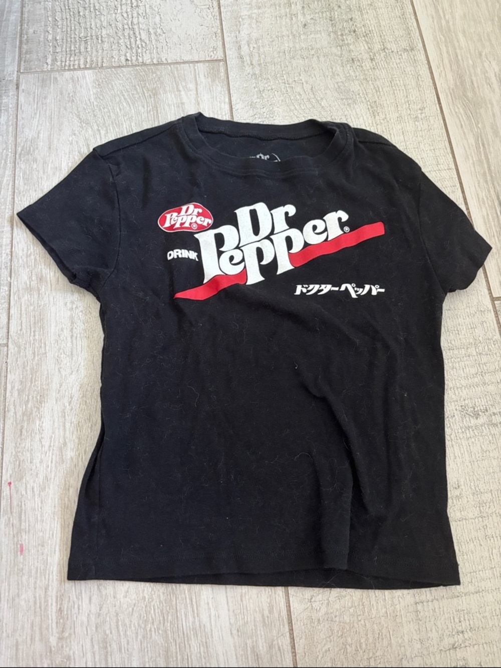 Dr Pepper Black Logo Tee with Red Accent